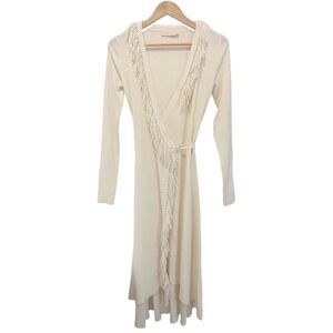 Tory Burch Knit Wrap Dress with Diagonal Fridge
